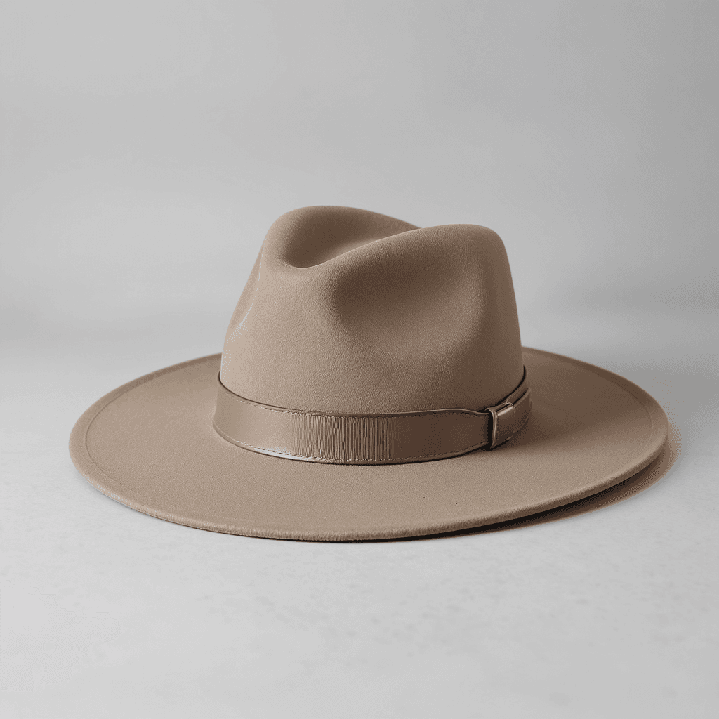 Taupe Suede Wide-Brim Hat